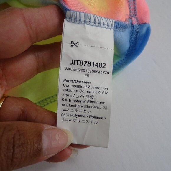 Shein Curve Tie Dye Crop Top Women Size 1XL US 14 Neon Blue Pink Short Sleeve - Picture 4 of 9